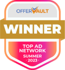 Offervault Winner badge for Top Ad Network Summer 2023 recognizing Evadav's performance